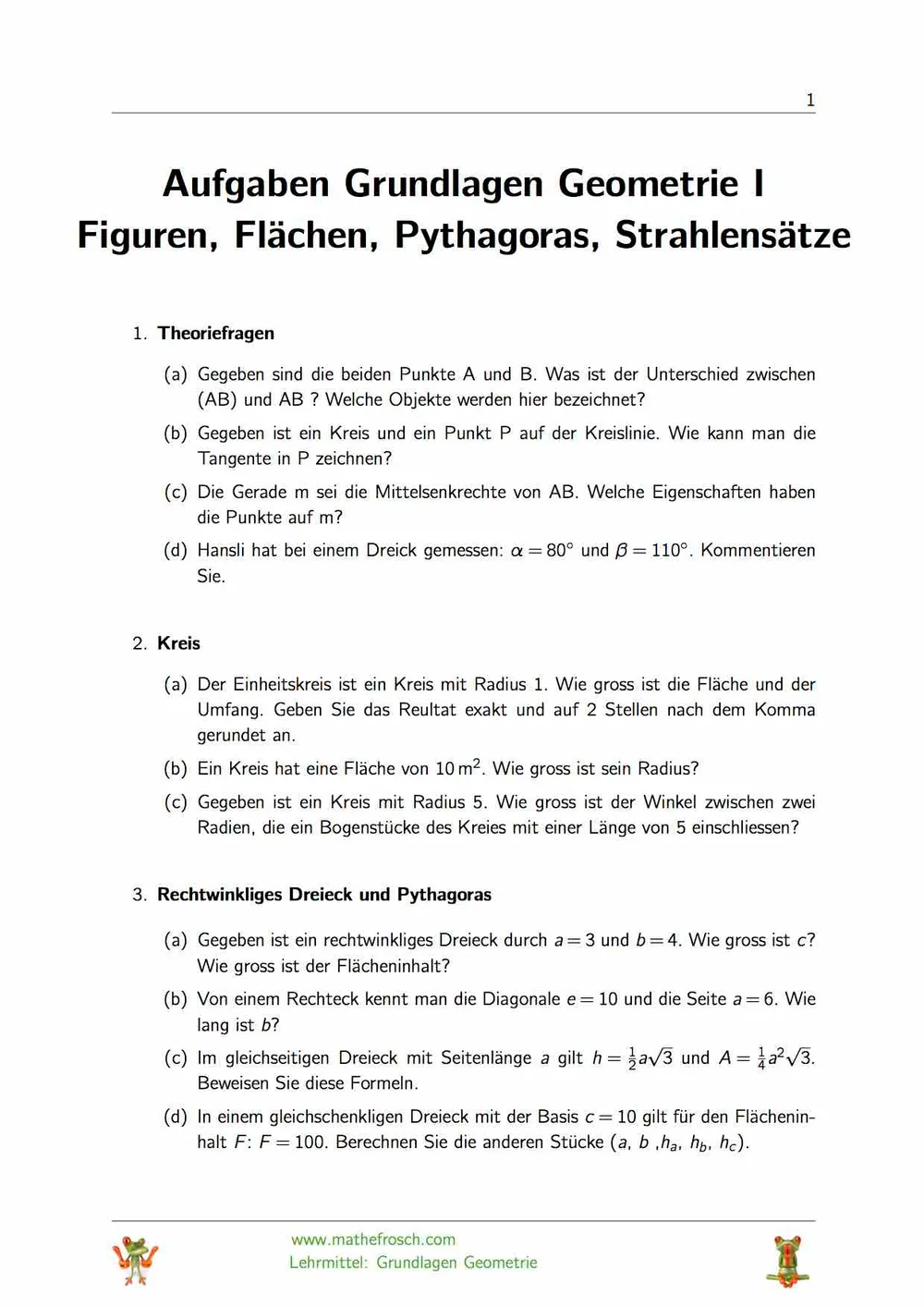 Elementargeometrie I