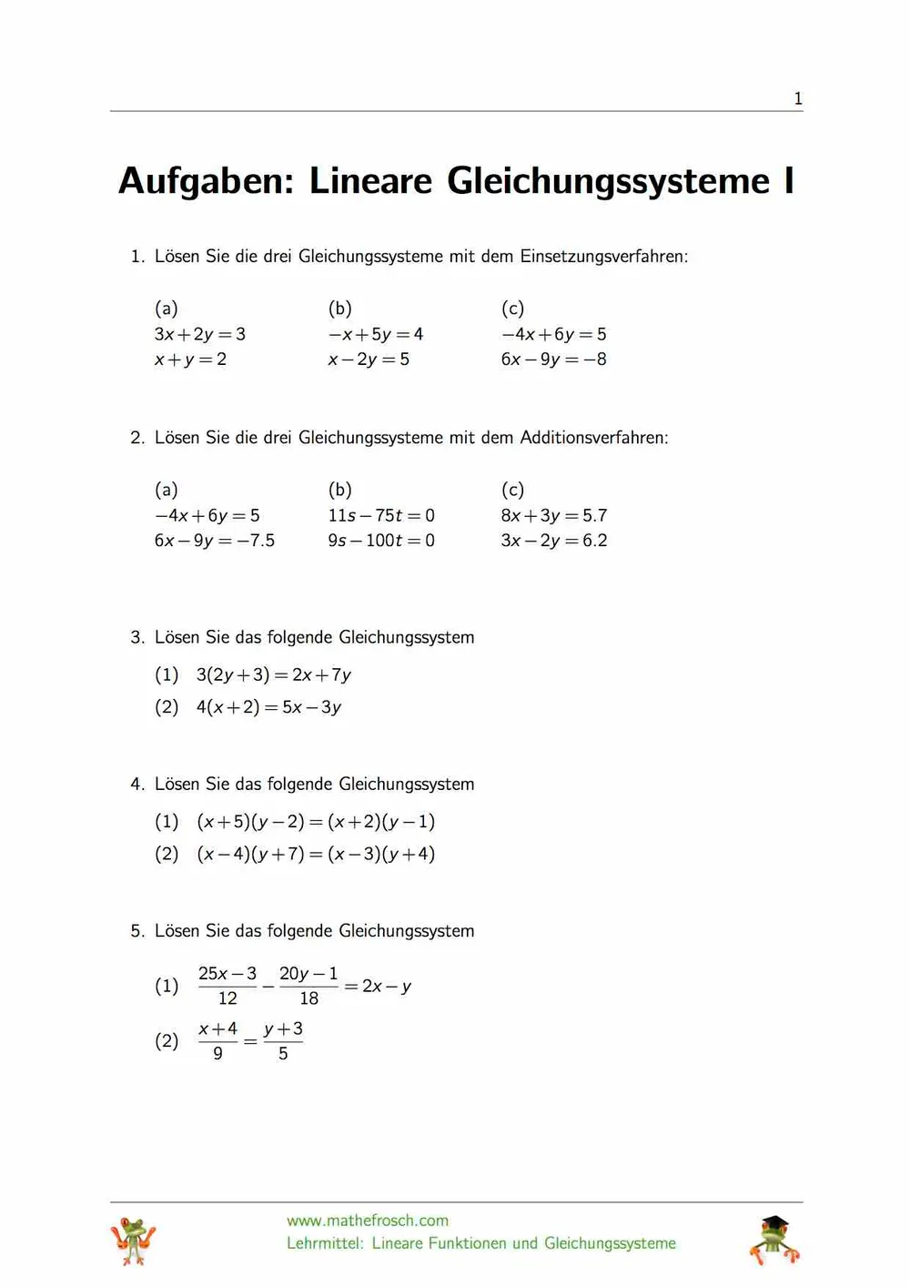Gleichungssysteme I