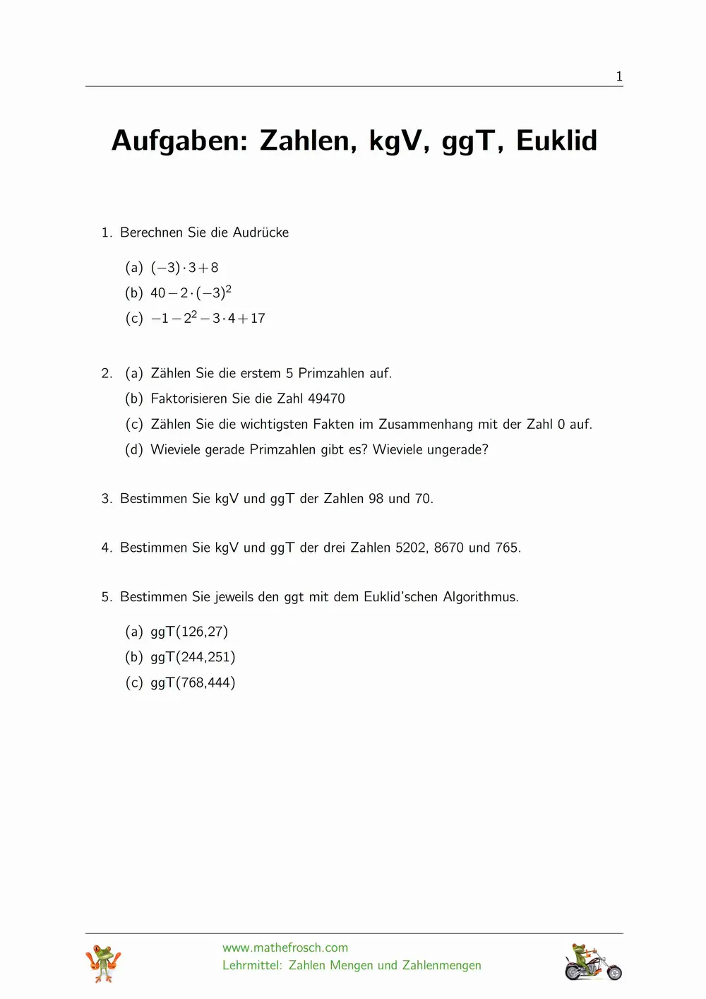 Primzalen - kgV - Euklid