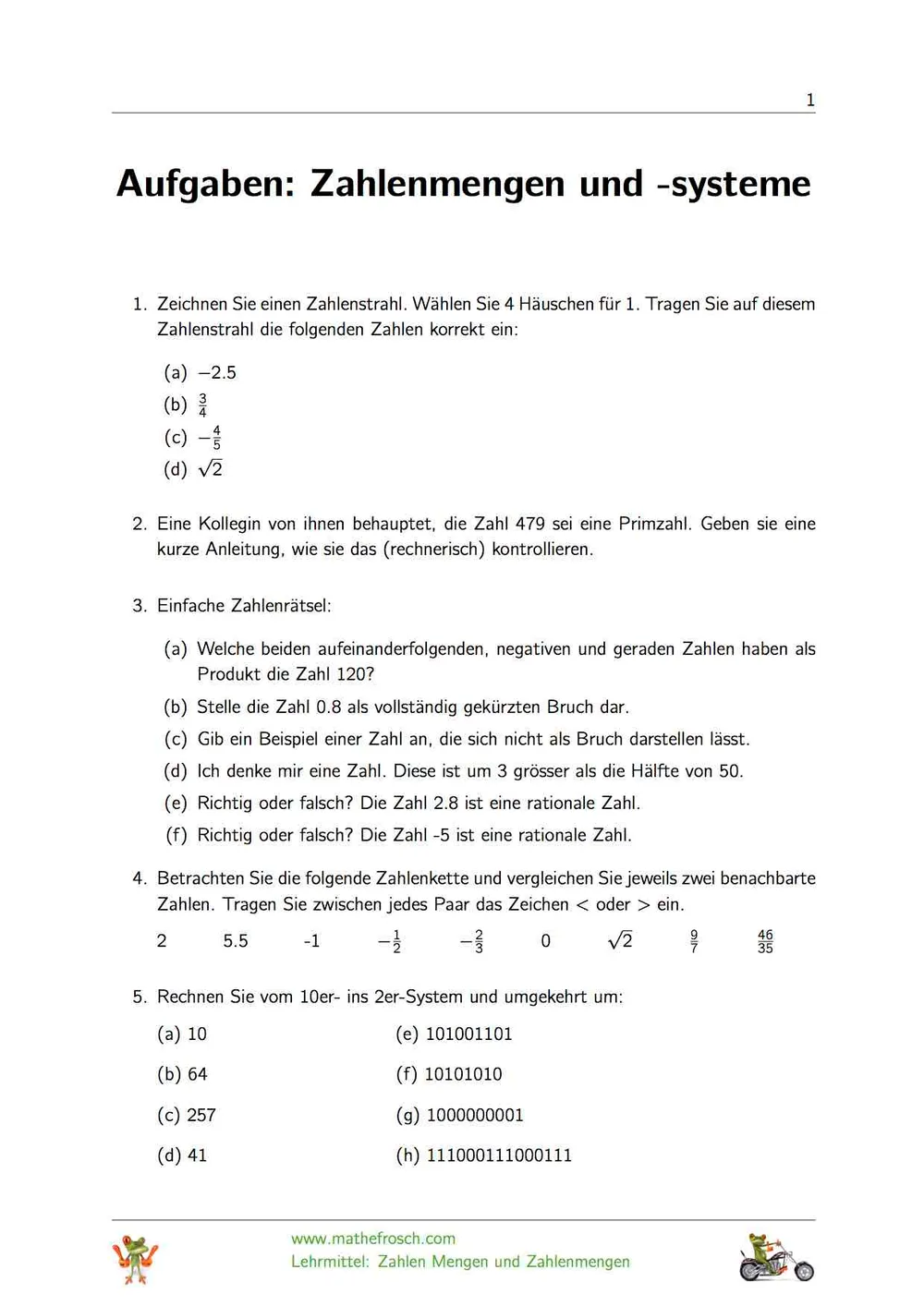 Zahlenmengen- und Systeme