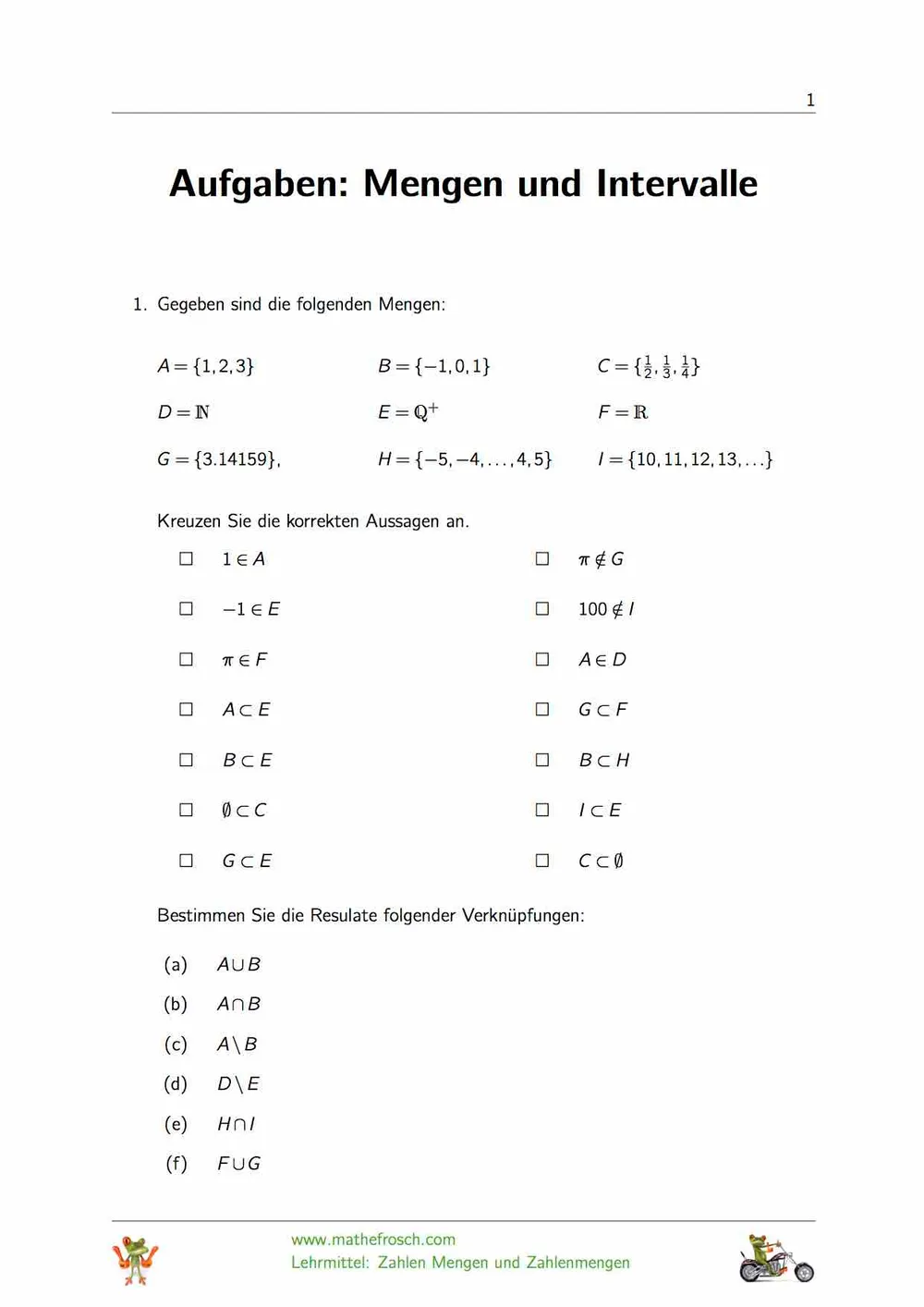Mengen und Intervalle