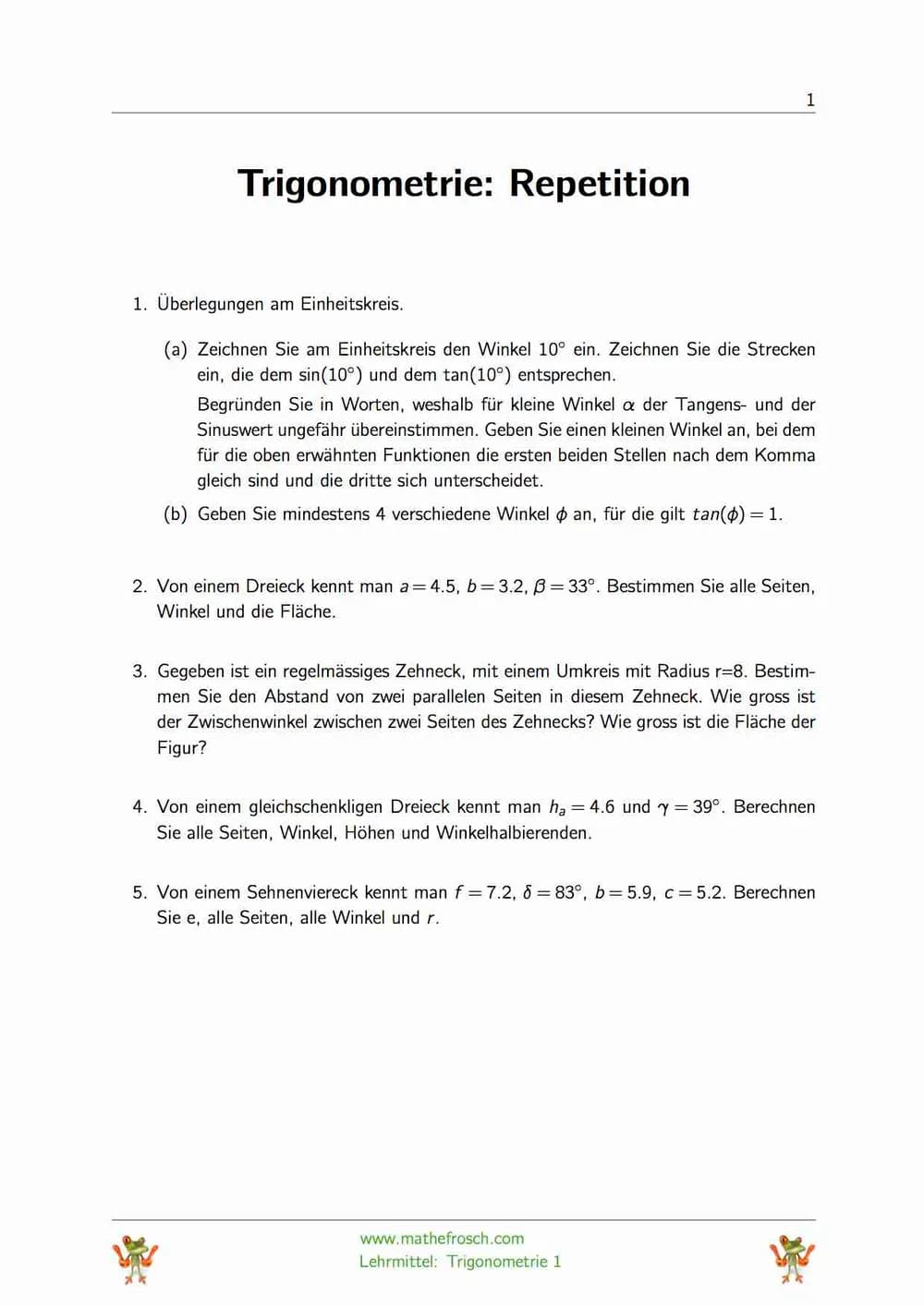 Trigonometrie 1 - Repetition