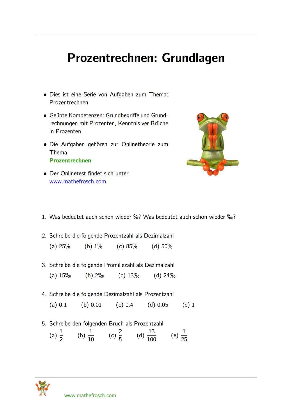 Prozentrechnung Quick Test