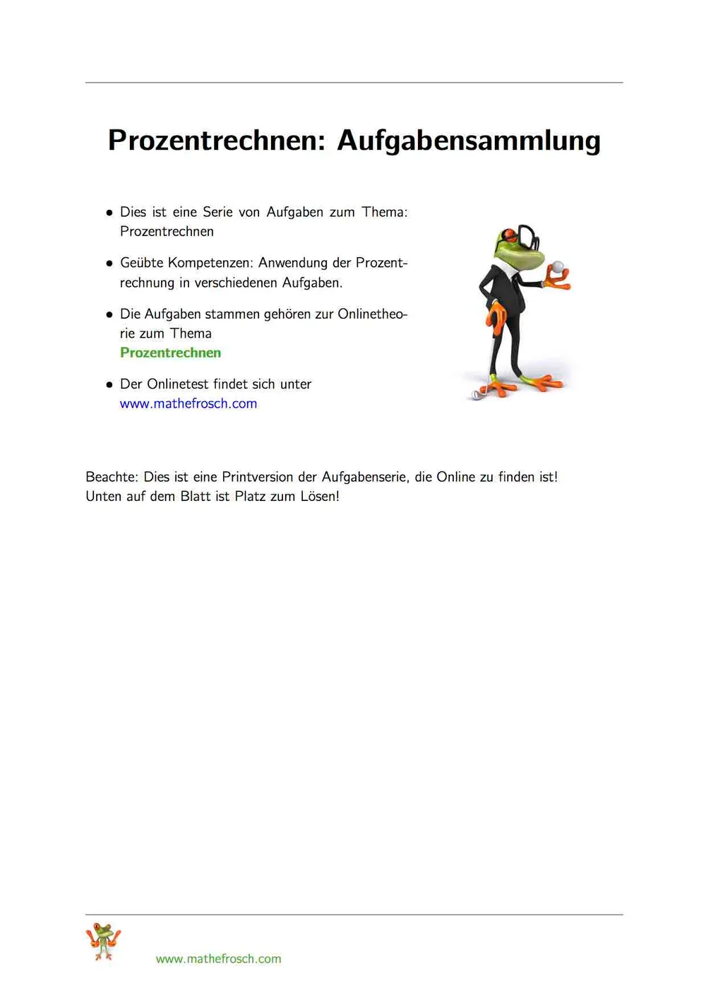 Prozentrechnen grosse Aufgabensammlung