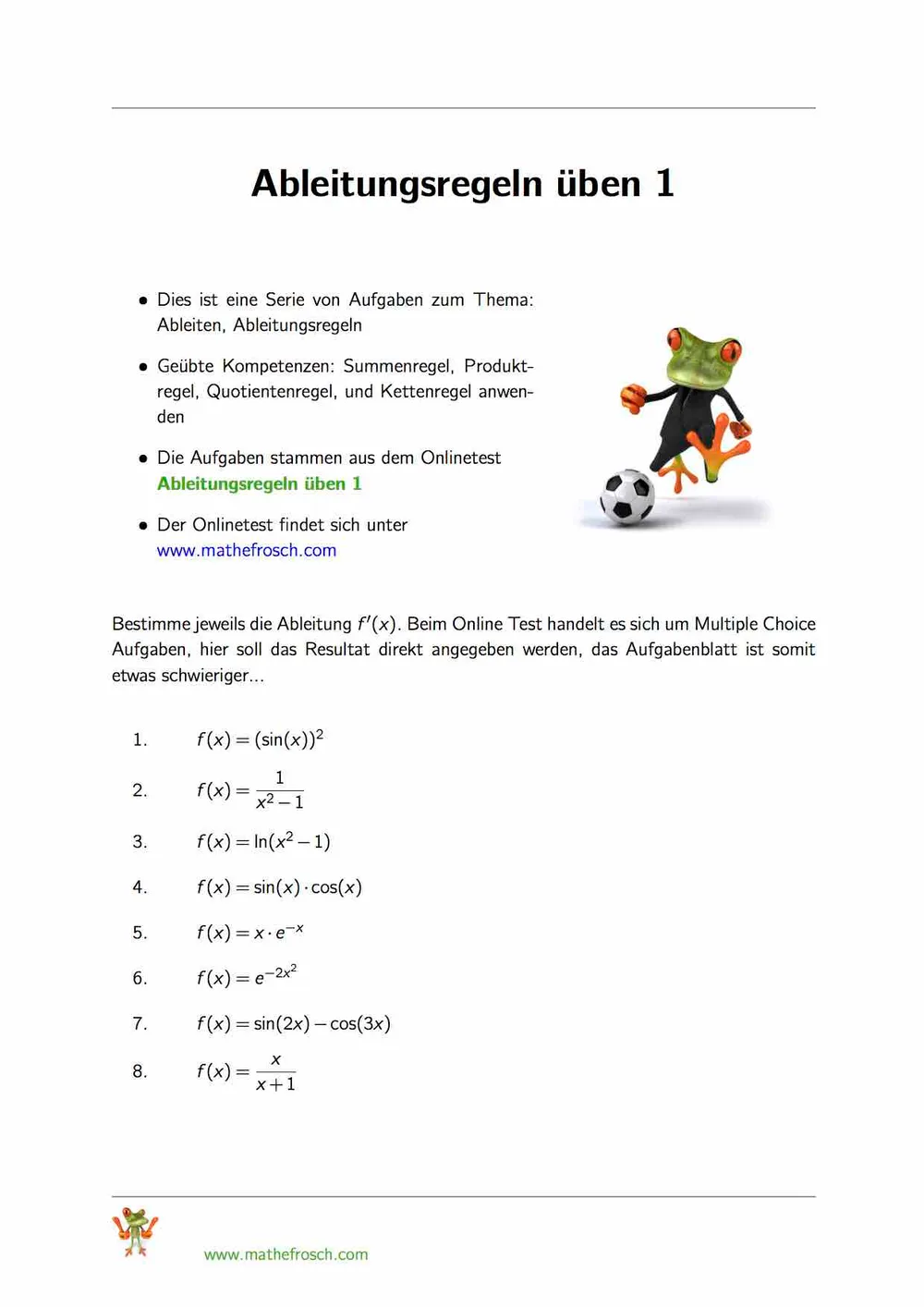 Ableitungsregeln üben 1