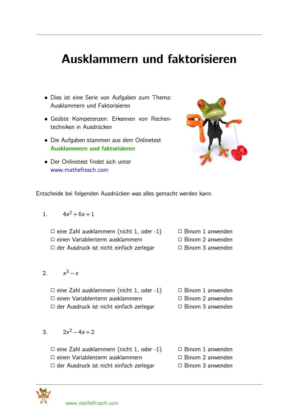 Ausklammern und Faktorisieren