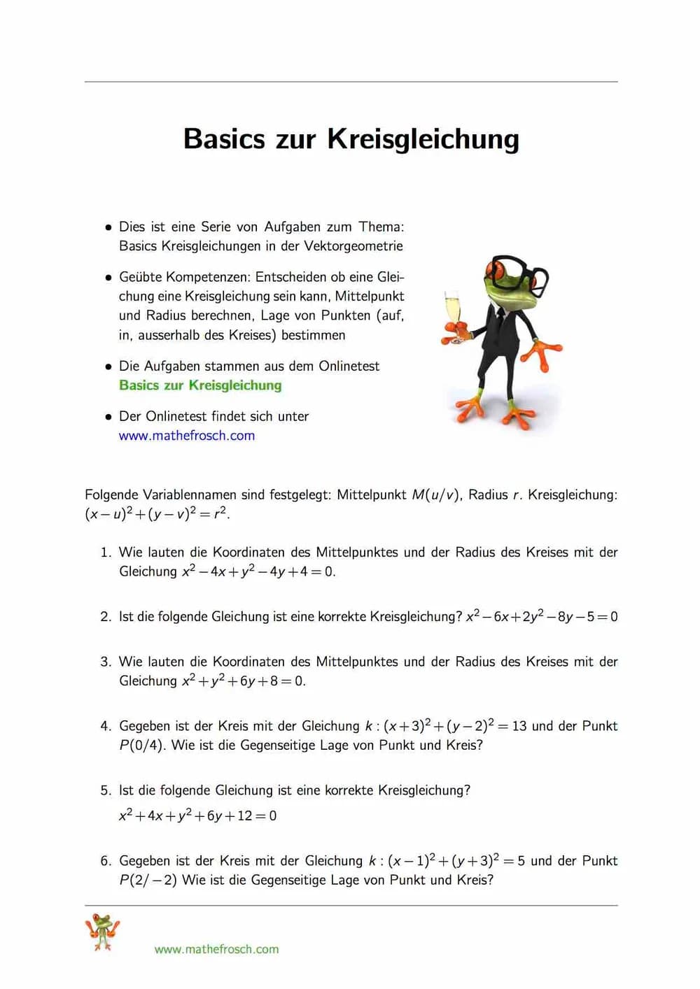 Basics zur Kreisgleichung