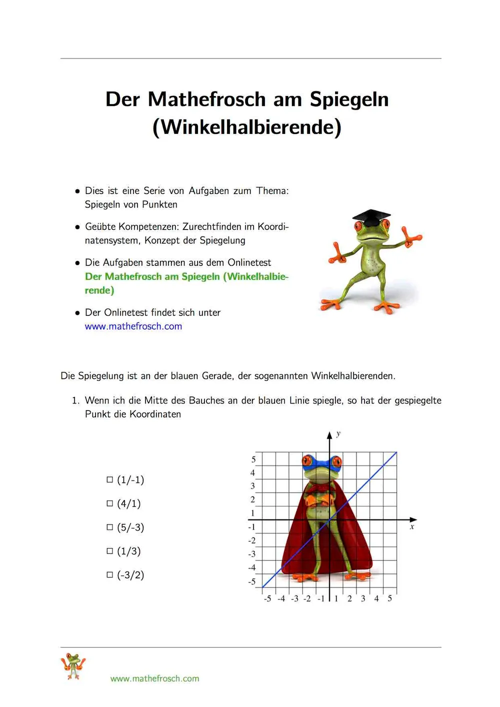 Der Mathefrosch am Spiegeln (Winkelhalbierende)
