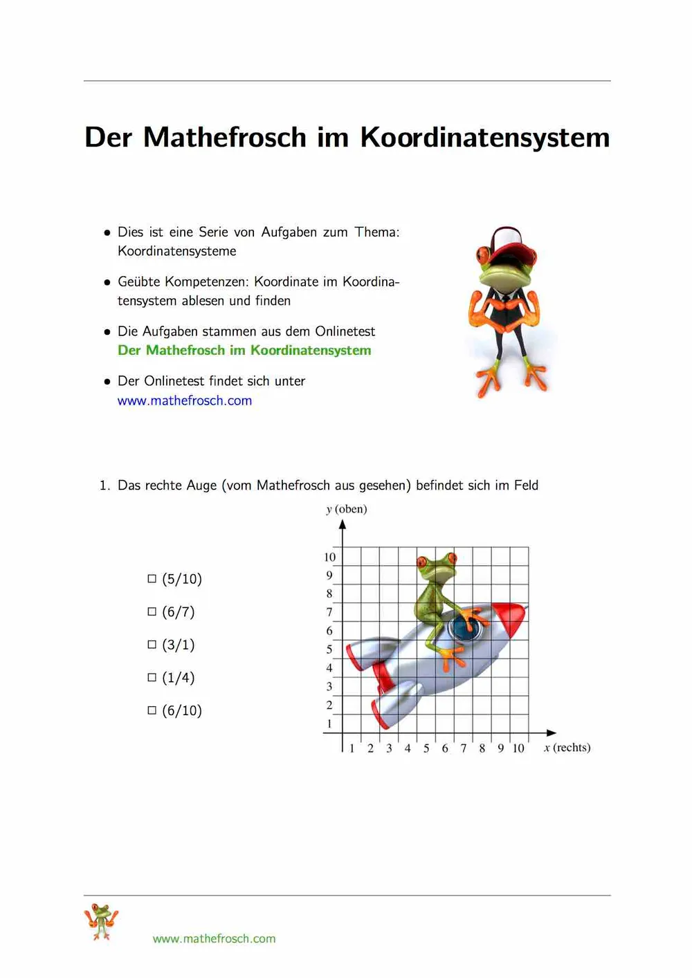Der Mathefrosch im Koordinatensystem