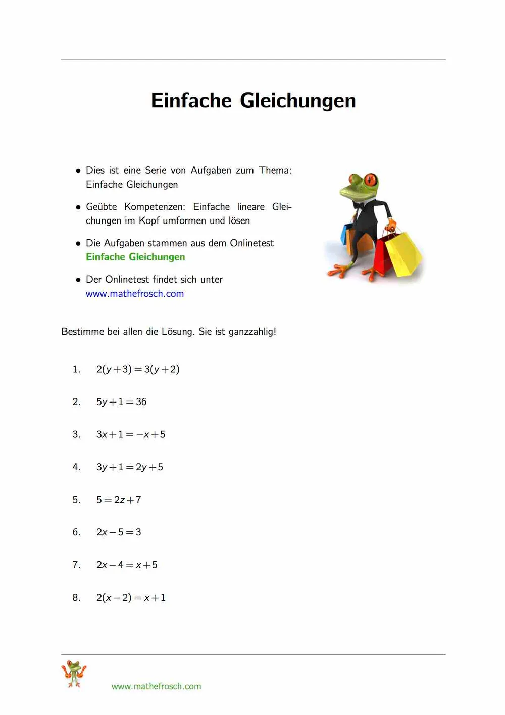 Einfache Gleichungen