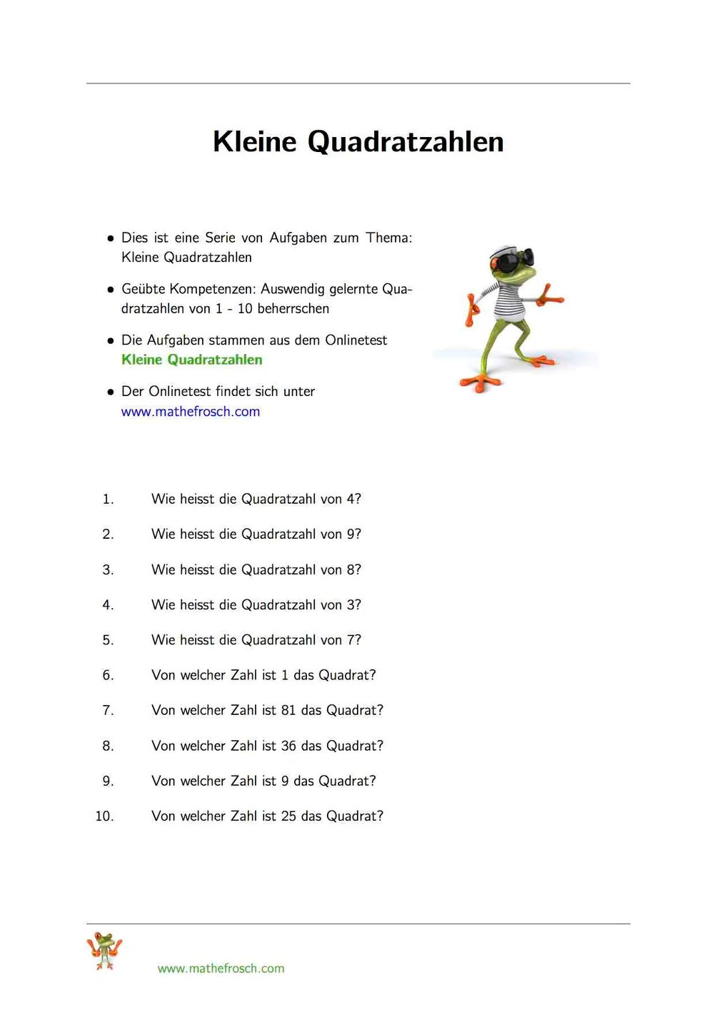 Kleine Quadratzahlen