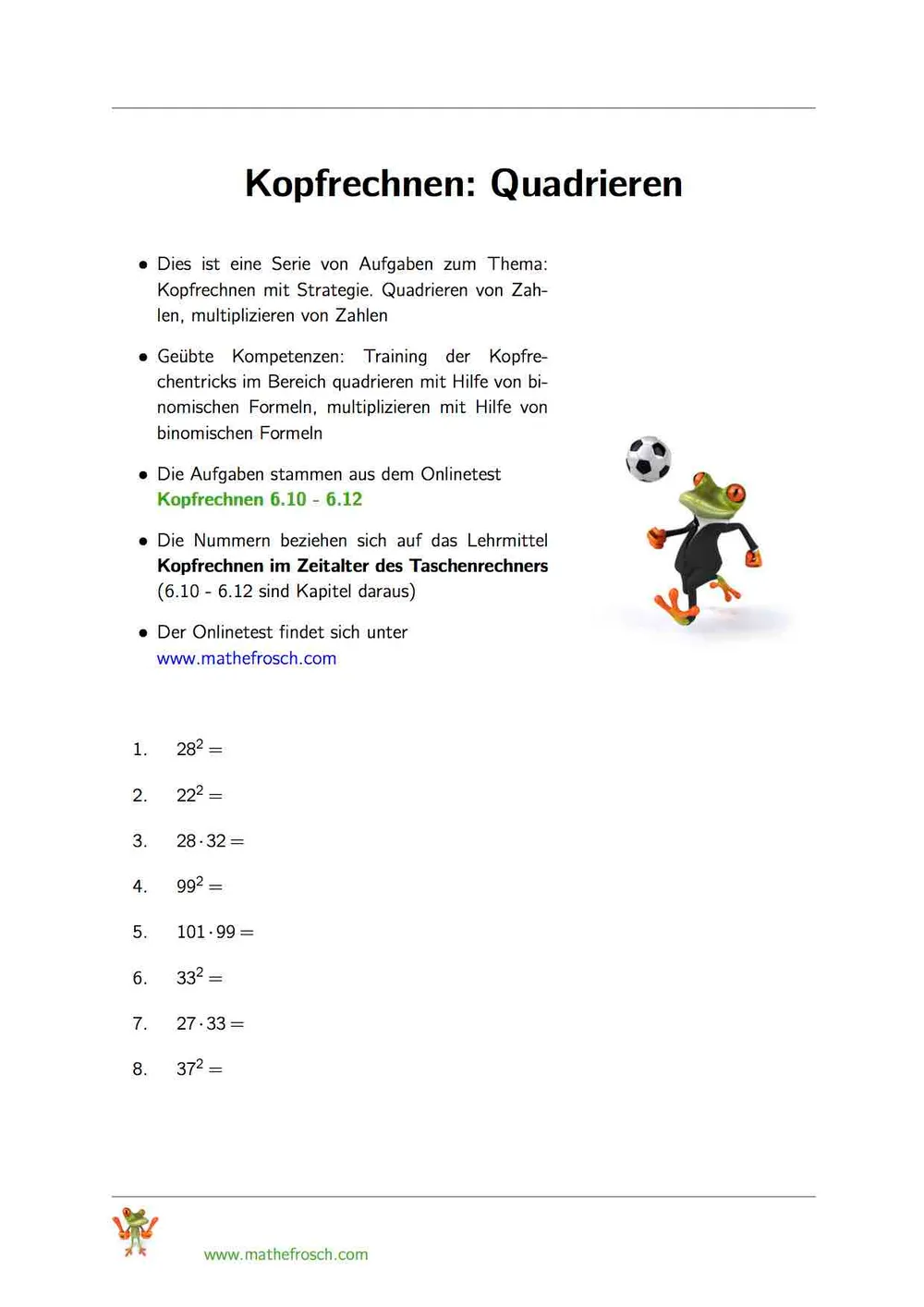 Kopfrechnen 6.10 - 6.12