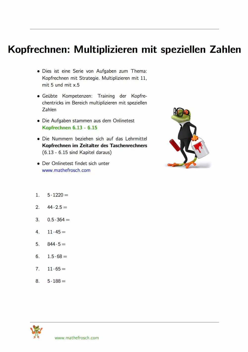 Kopfrechnen 6.13 - 6.15