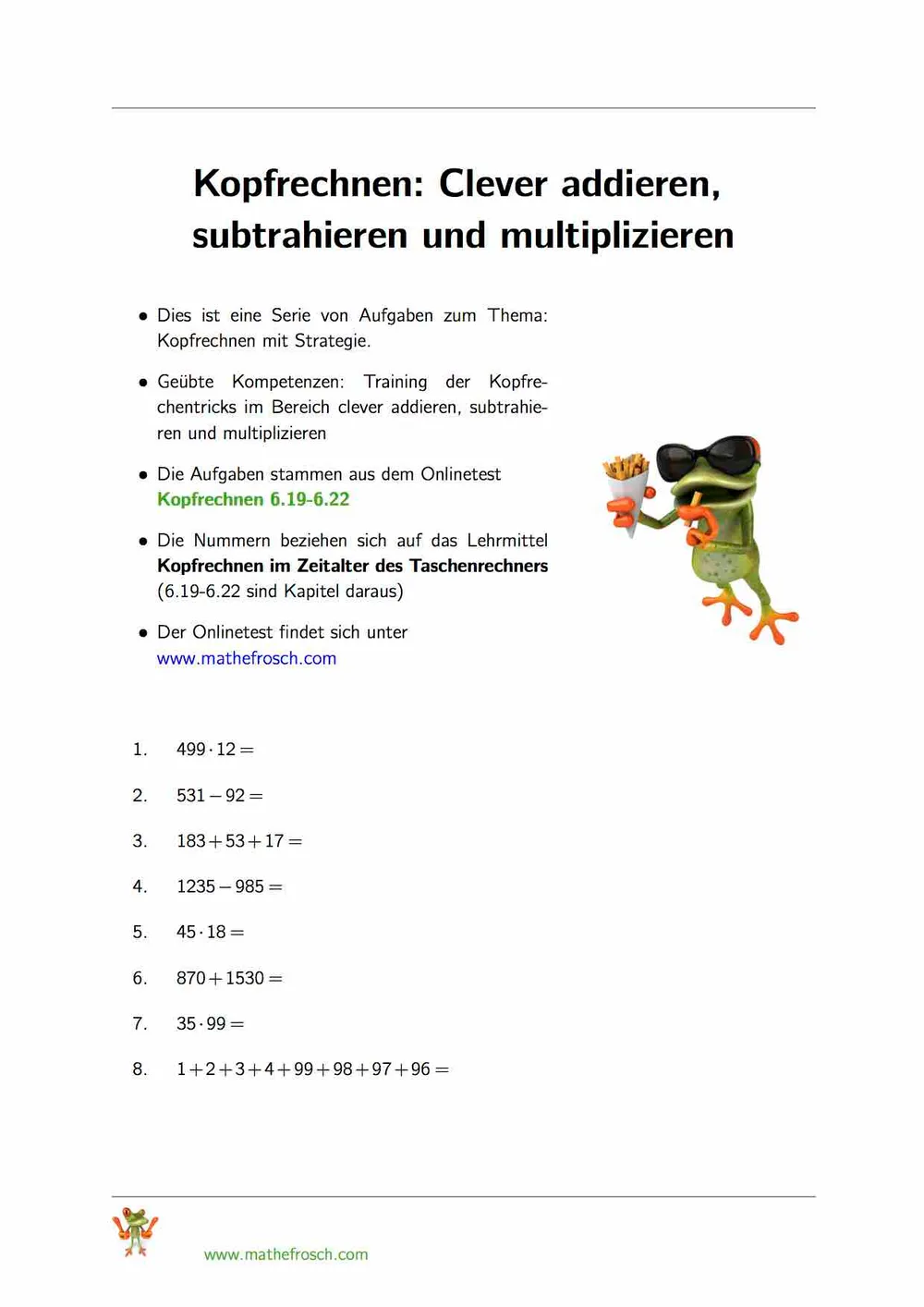 Kopfrechnen 6.19 - 6.22