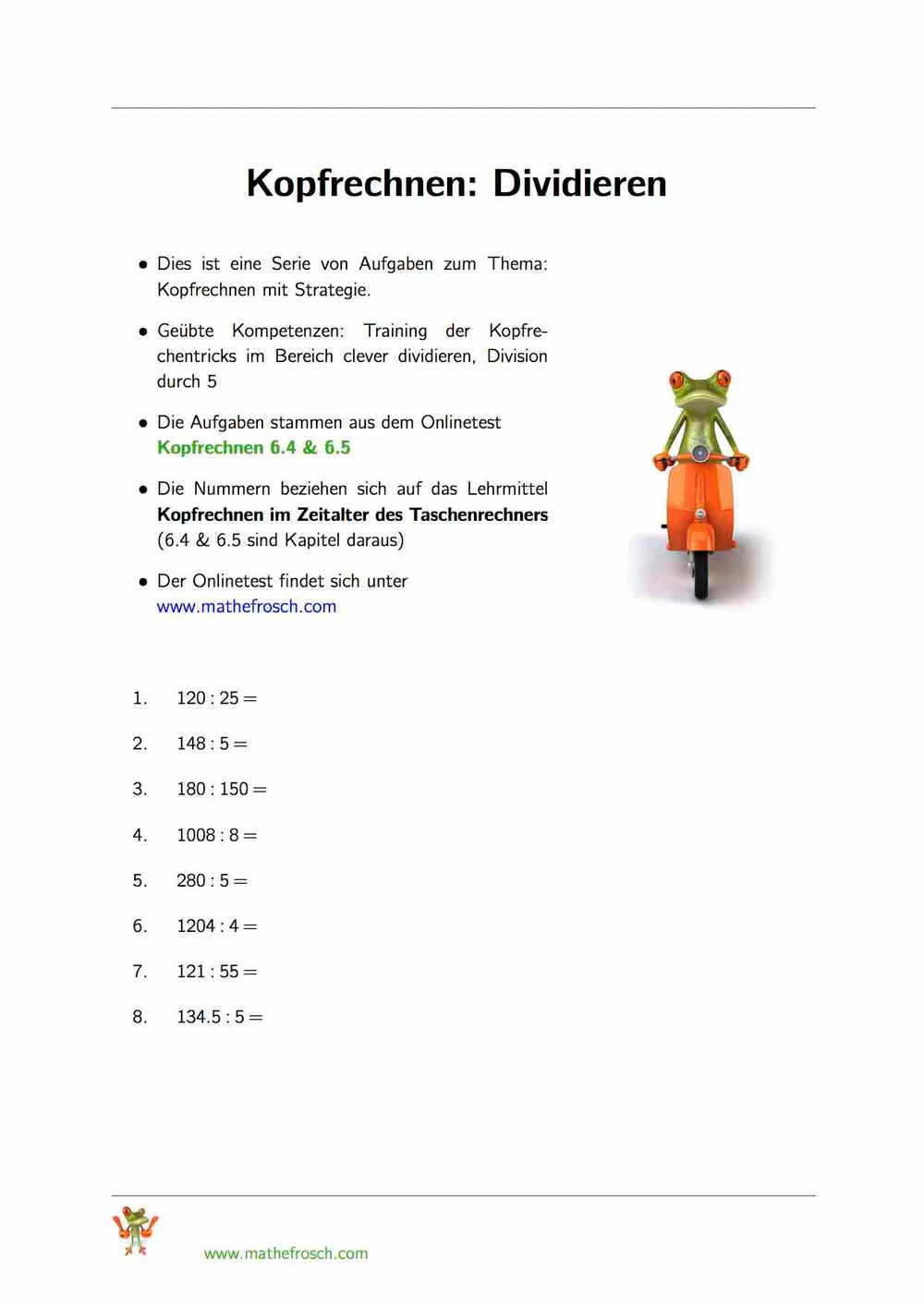 Kopfrechnen 6.4 und 6.5