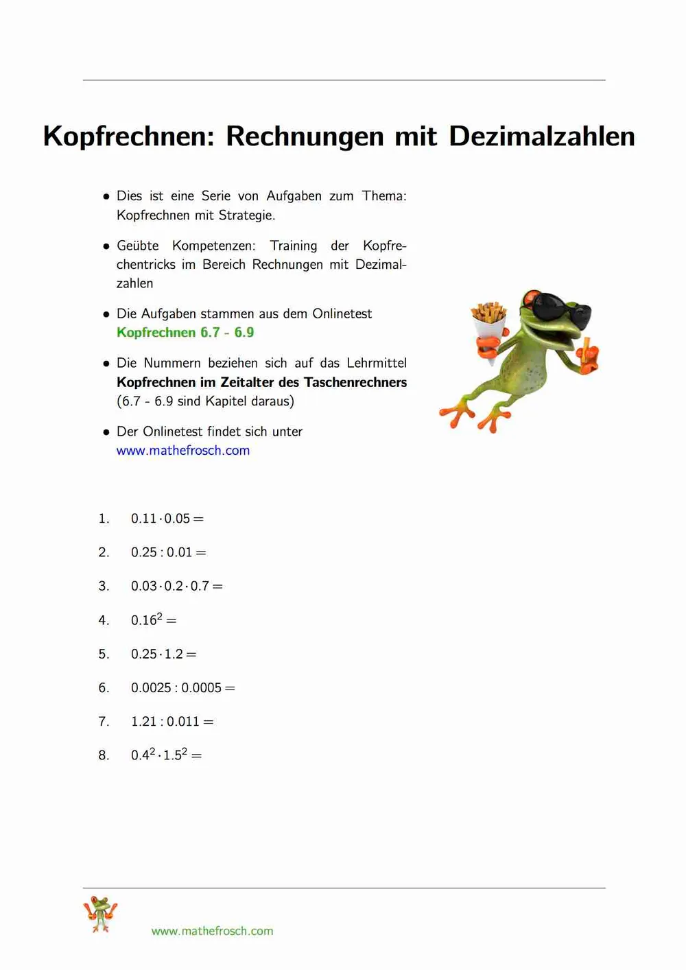Kopfrechnen 6.7 - 6.9
