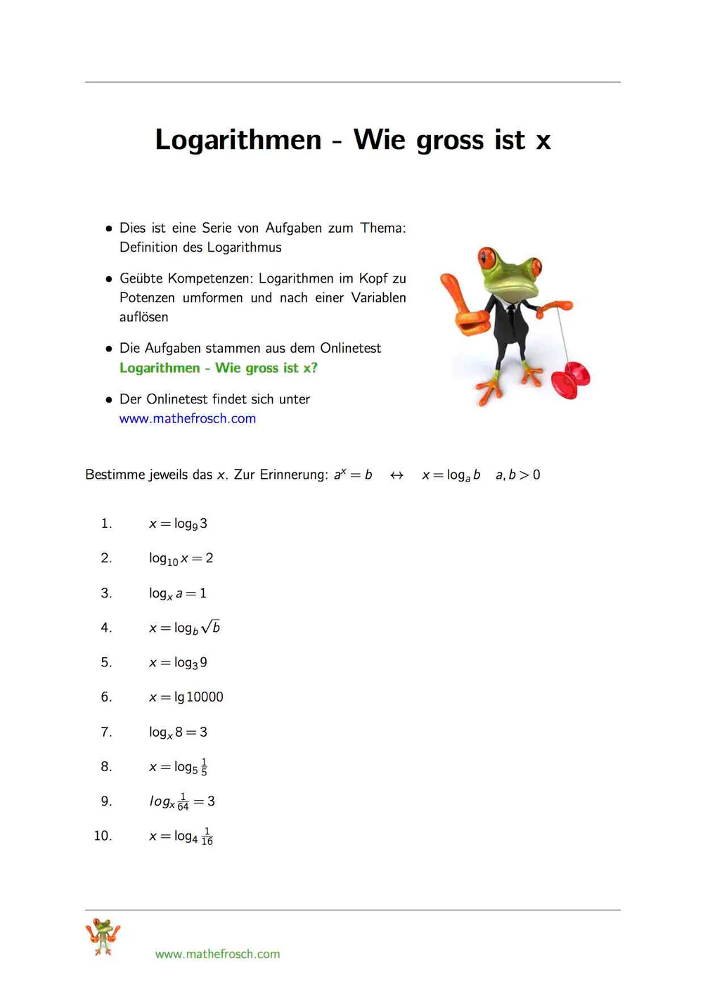 Logarithmen - Wie gross ist x