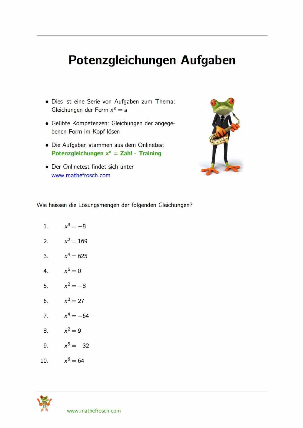 Potenzgleichungen Training