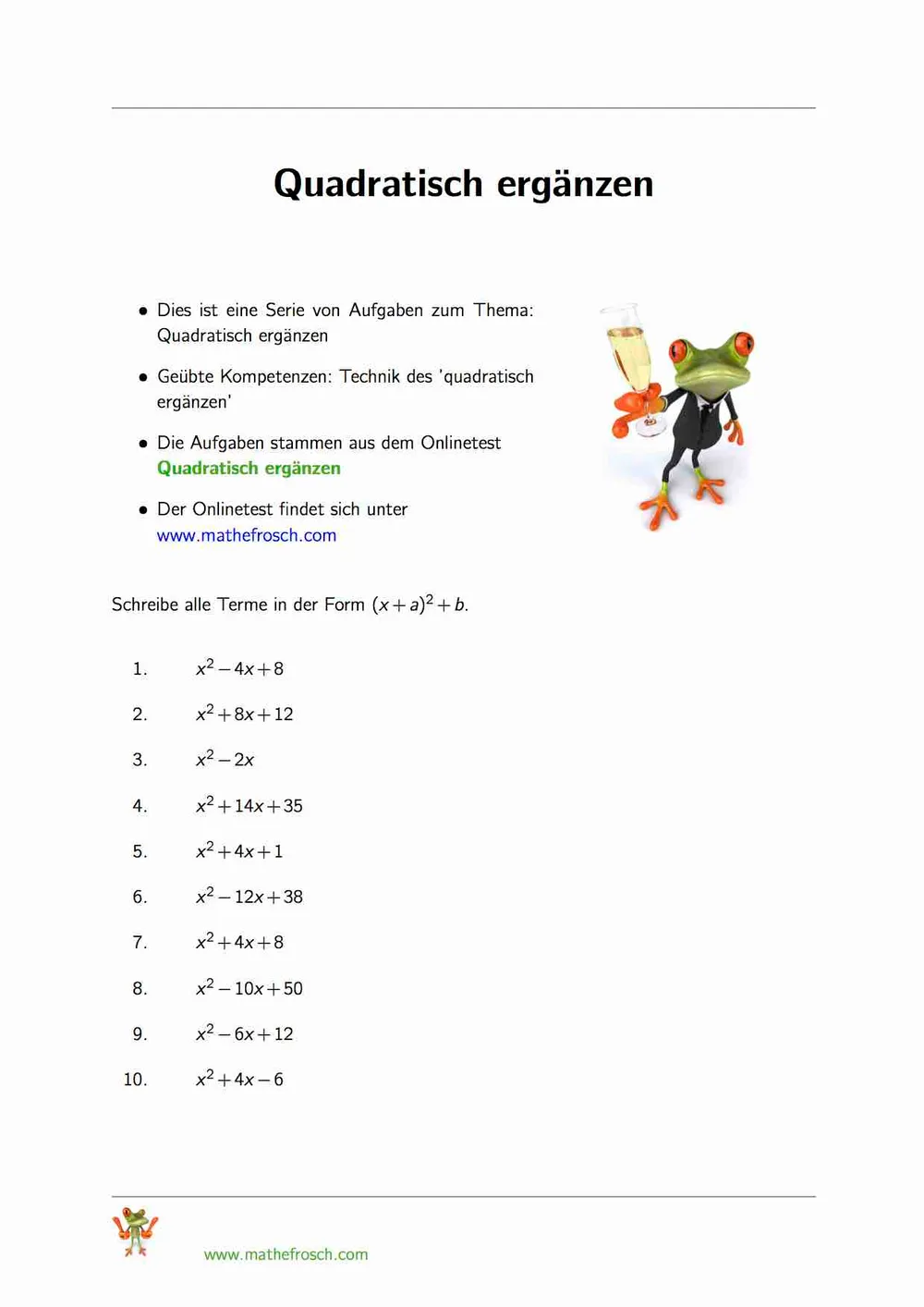 Quadratisch Ergänzen