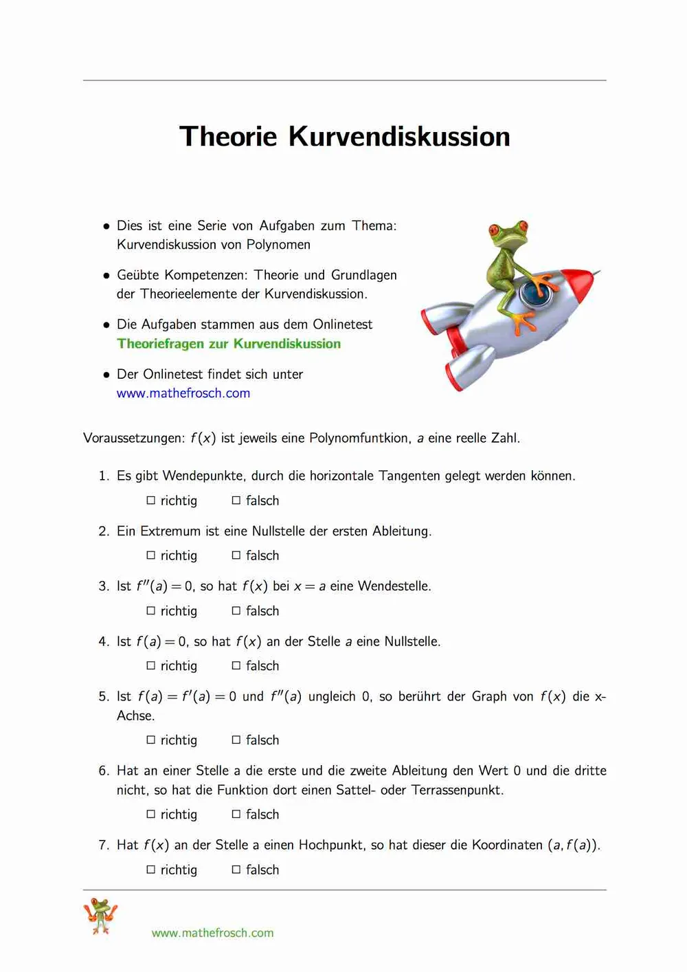 Theoriefragen zur Kurvendiskussion