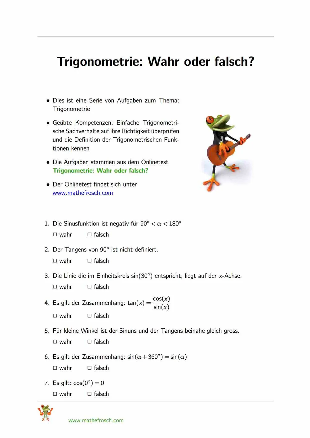 Trigonometrie - wahr oder falsch