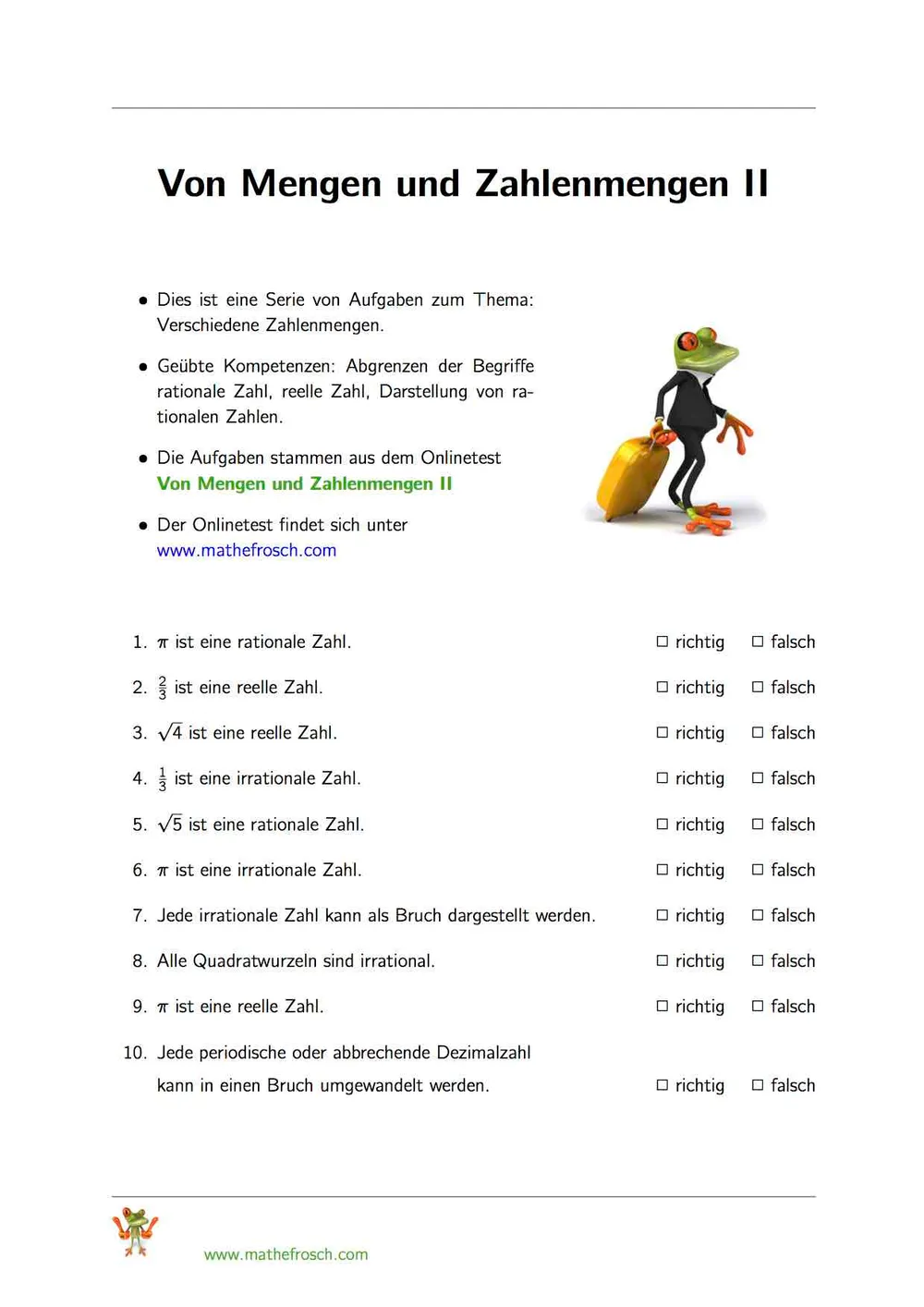 Von Mengen und Zahlenmengen II