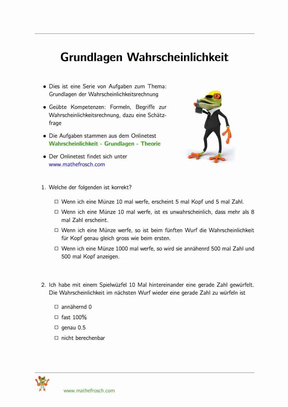 Wahrscheinlichkeit Grundlagen Theorie