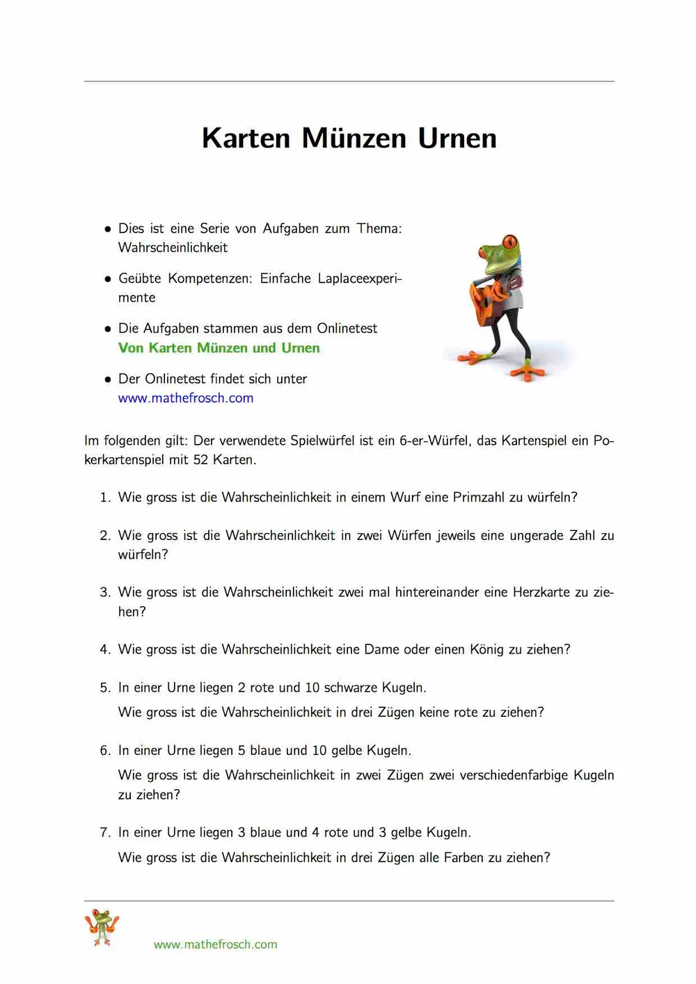 Von Würfeln, Karten, Münzen und Urnen