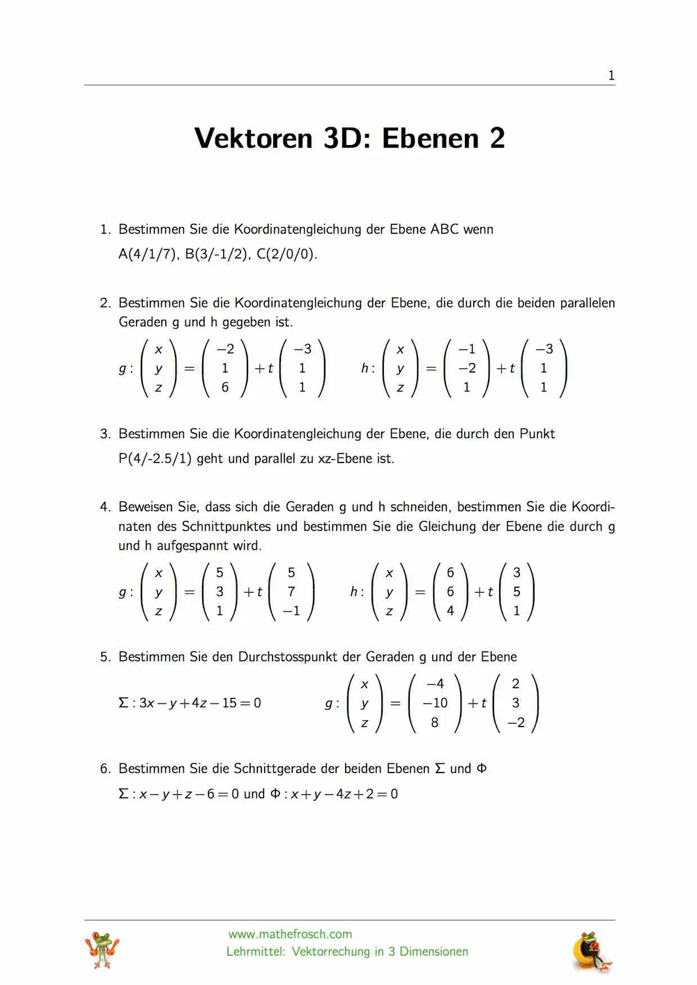 Vektoren 3D: Ebenen 2