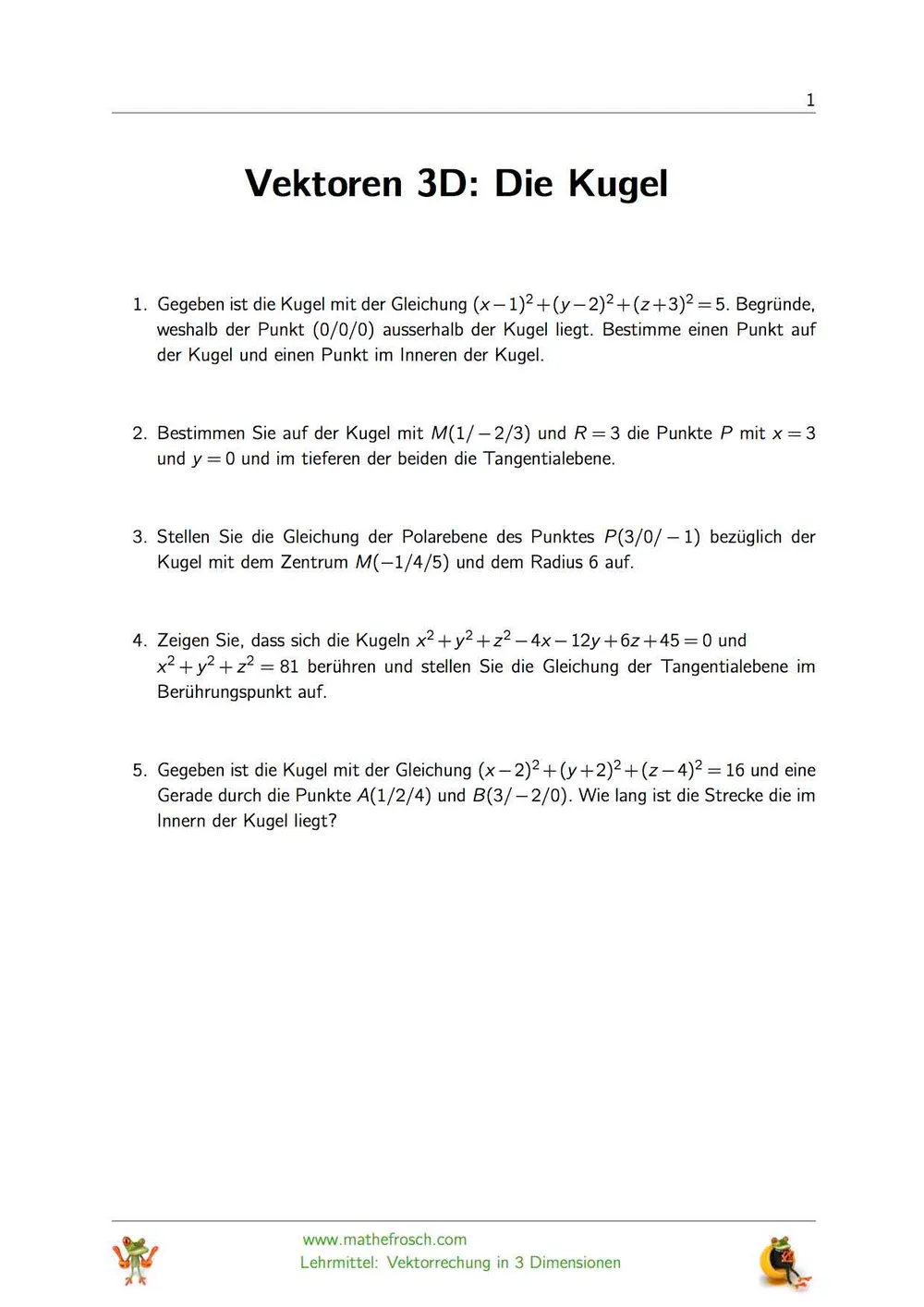 Vektoren 3D: Die Kugel