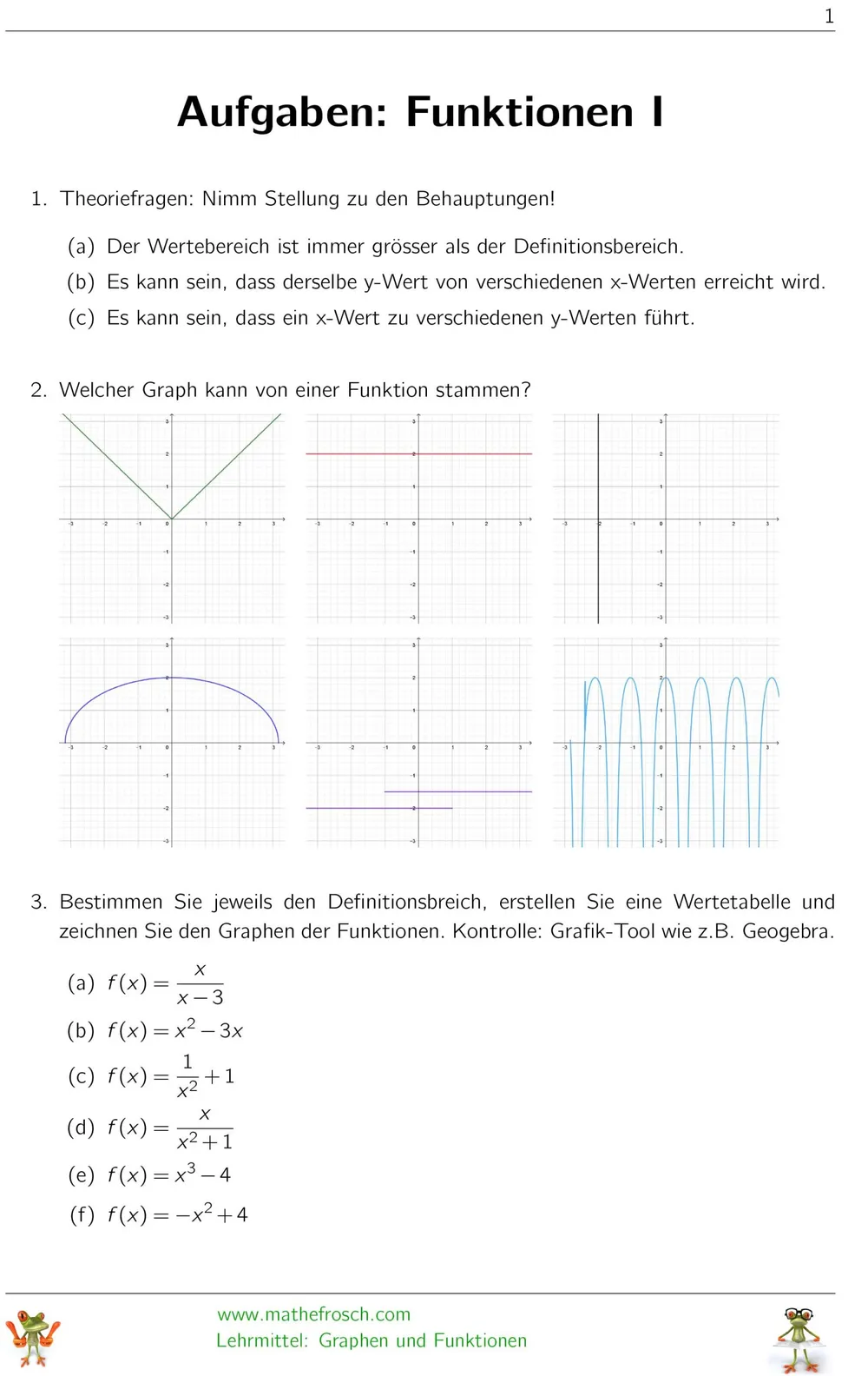 Funktionen Aufgaben 1