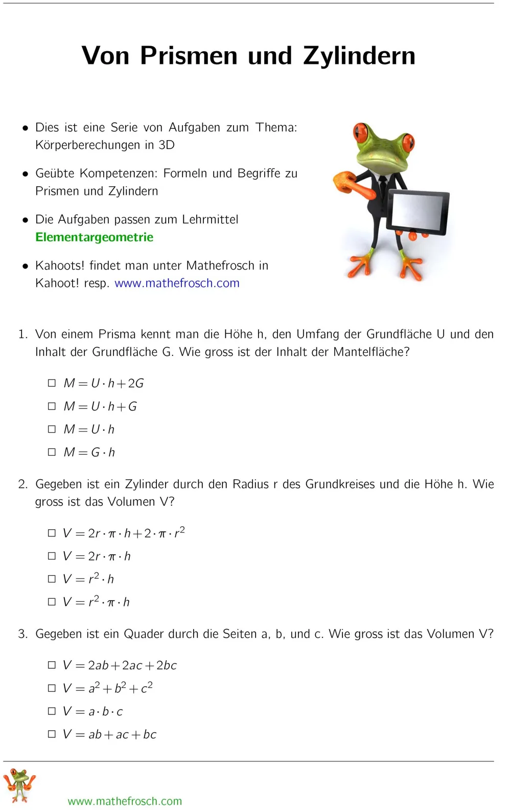 Von Prismen und Zylindern