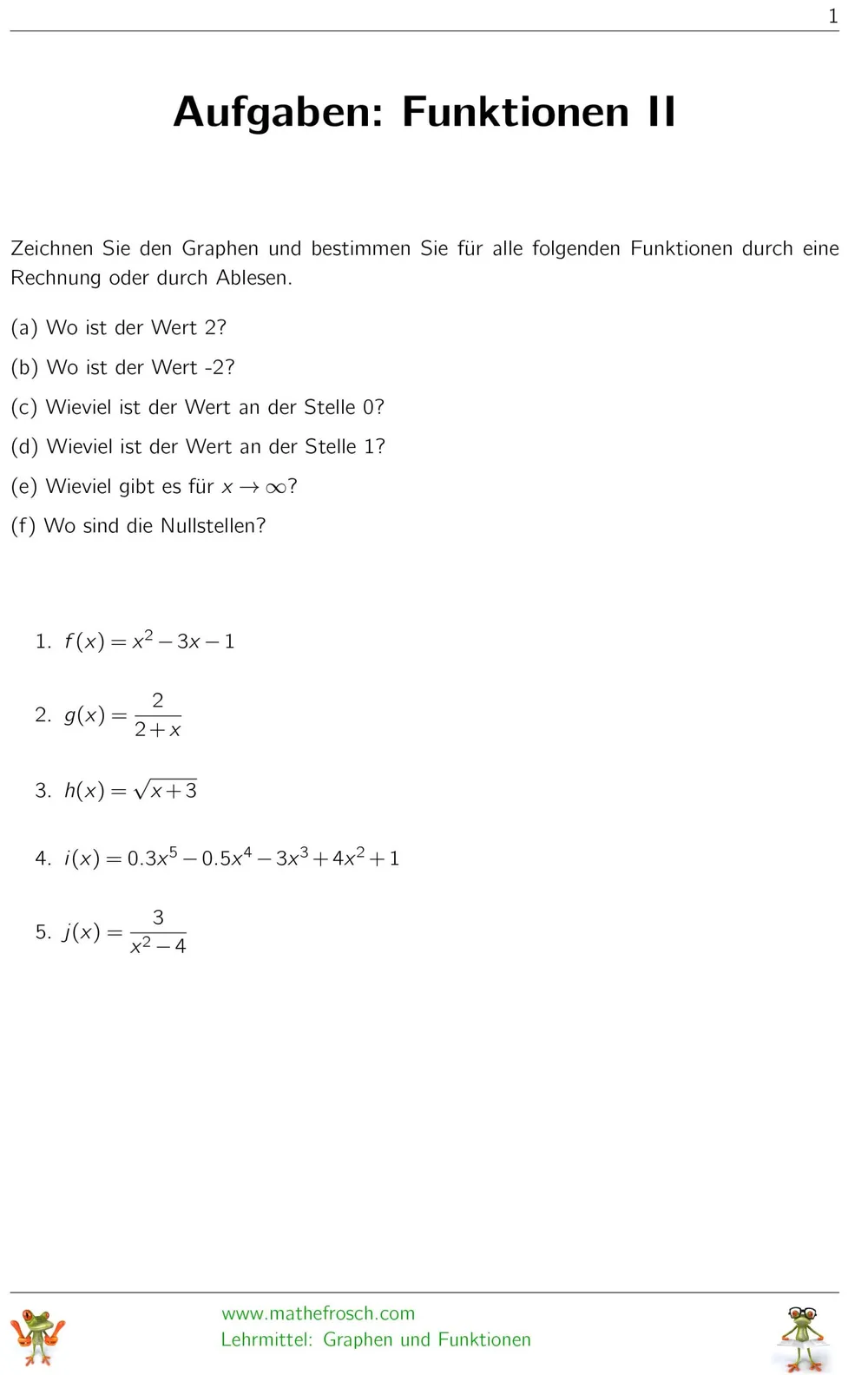 Funktionen Aufgaben 2