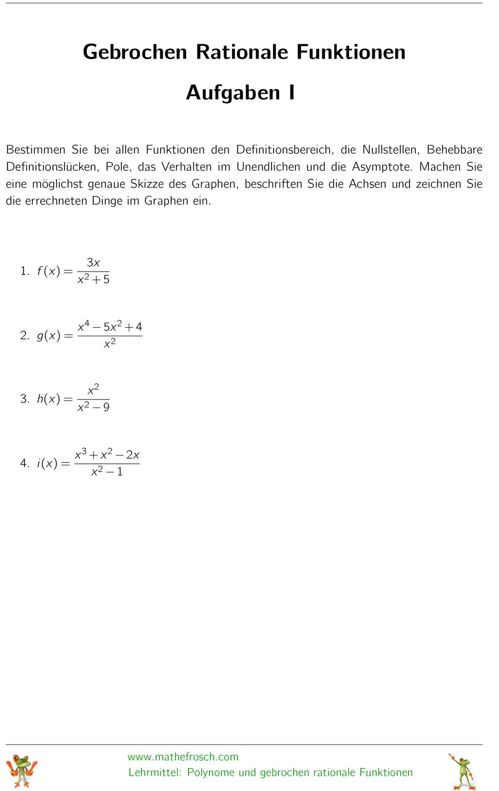 Gebrochen rational Aufgaben 1
