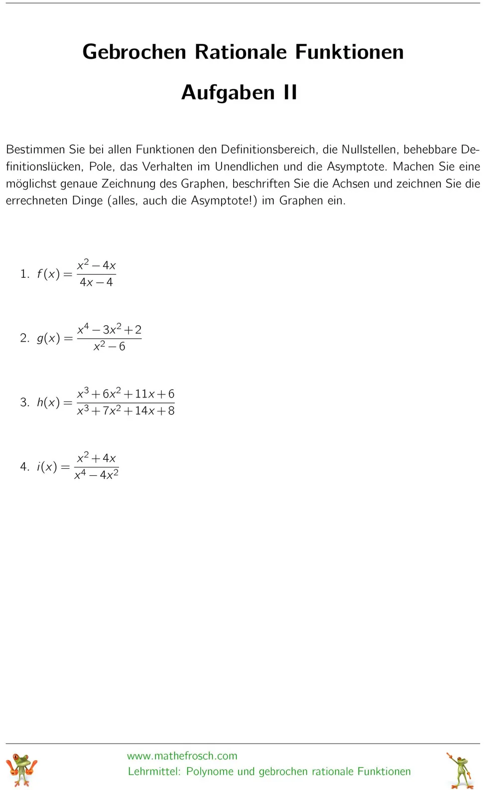 Gebrochen rational Aufgaben 2