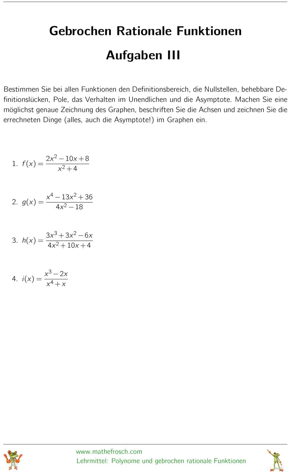 Gebrochen rational Aufgaben 3