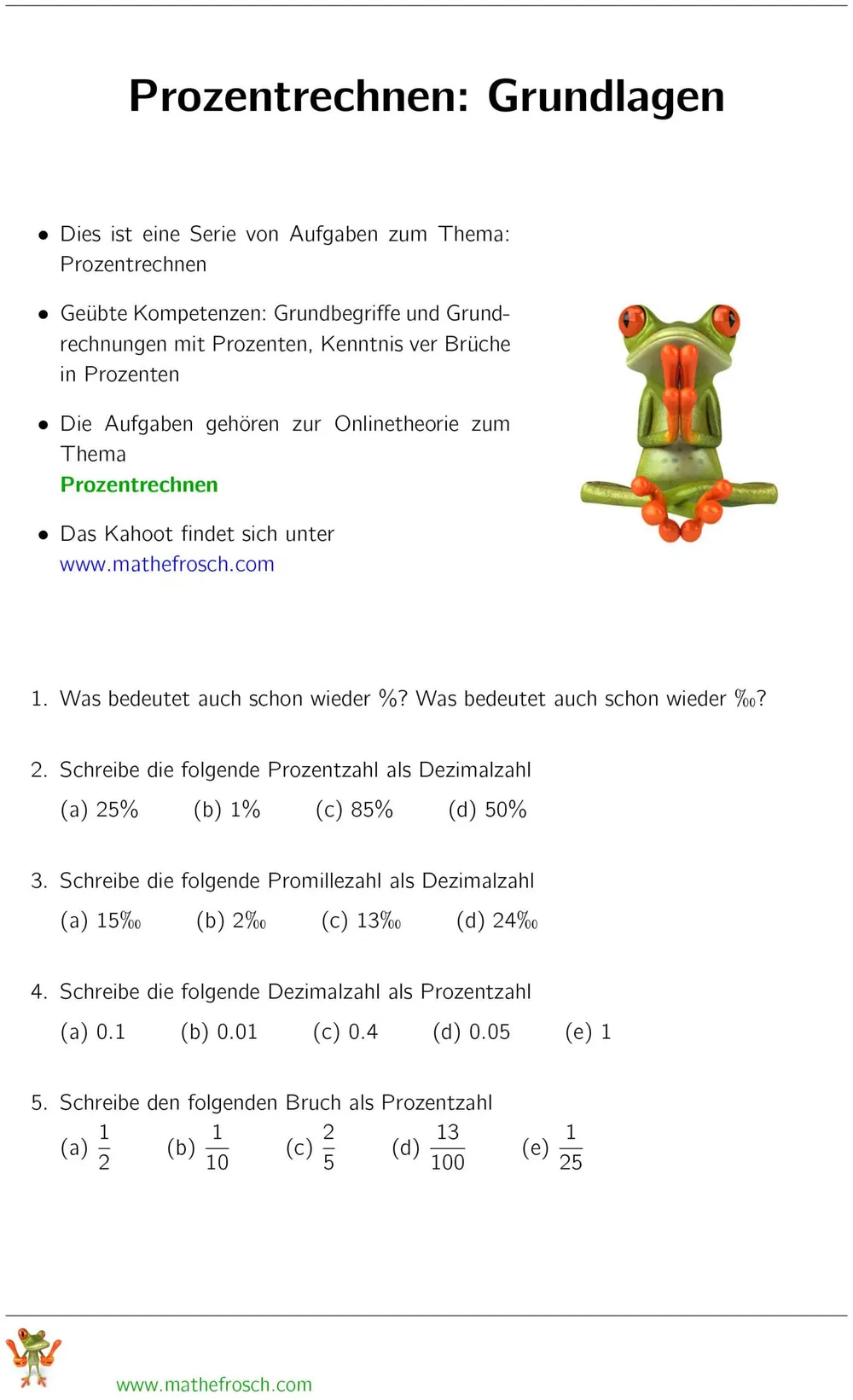 Aufgaben Prozentrechnung - Grundlgen