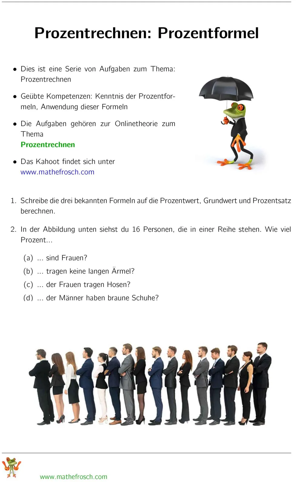 Aufgaben Prozentrechnung - Prozentformeln