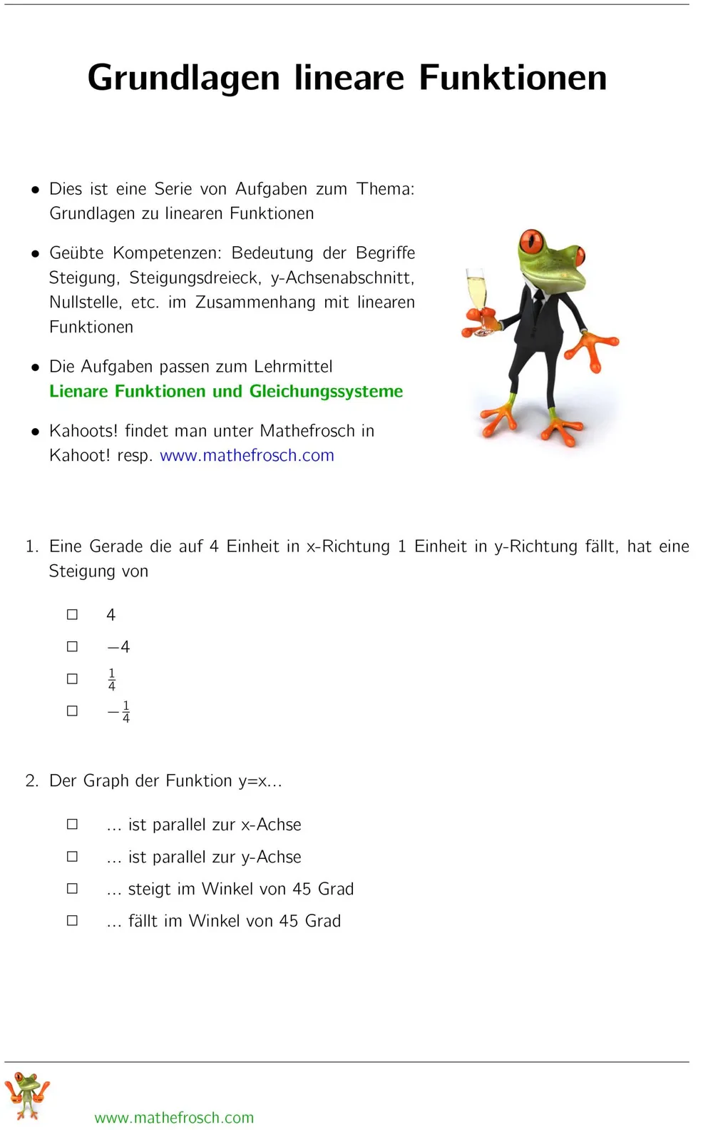 Grundlagen lineare Funktionen