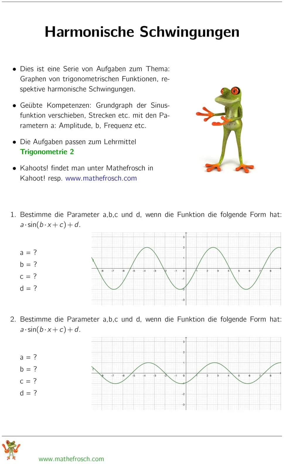 Aufgaben Trigonometrie 2 - Harmonische Schwingungen