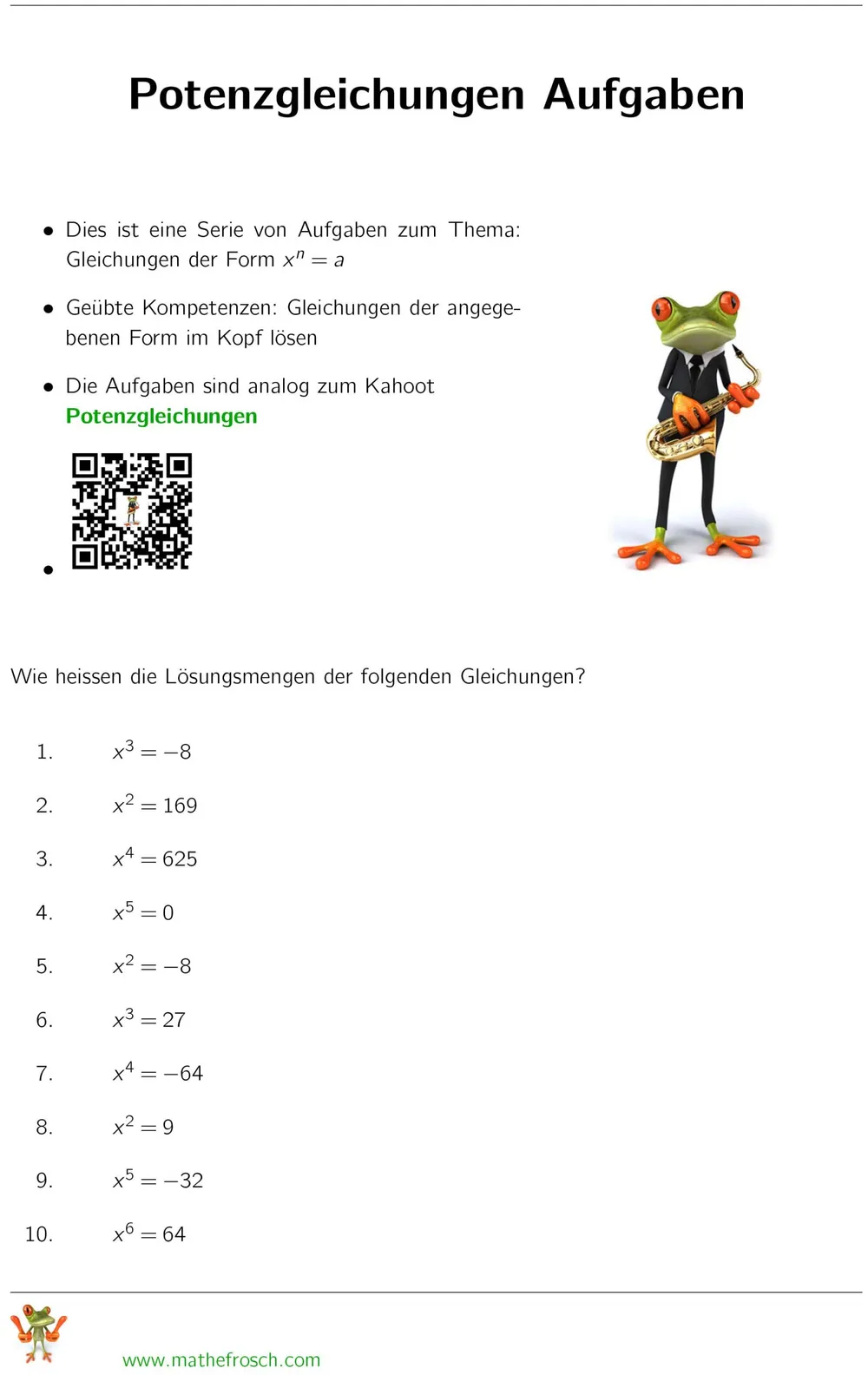 Aufgaben Potenzgleichungen