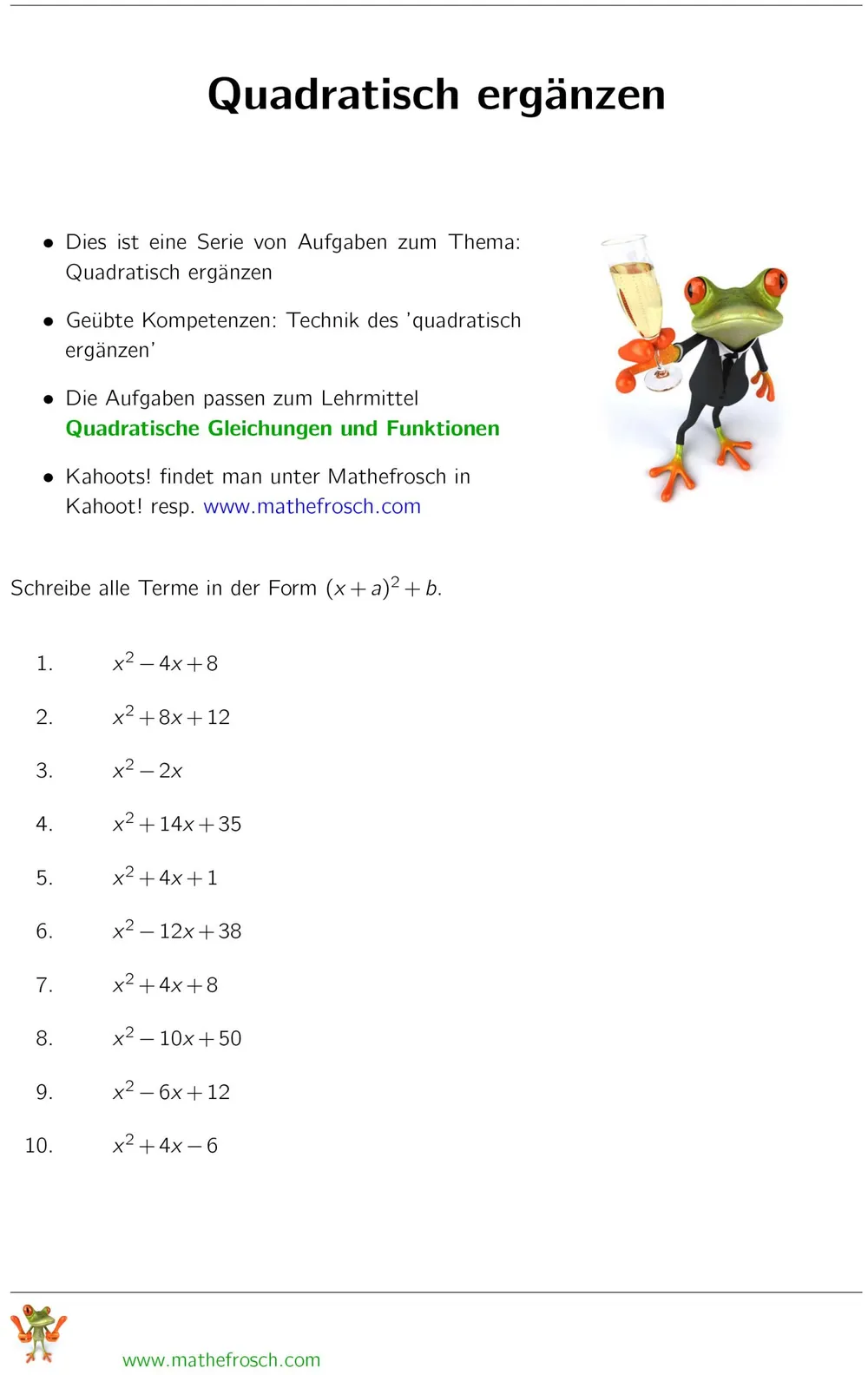 Quadratisches ergänzen
