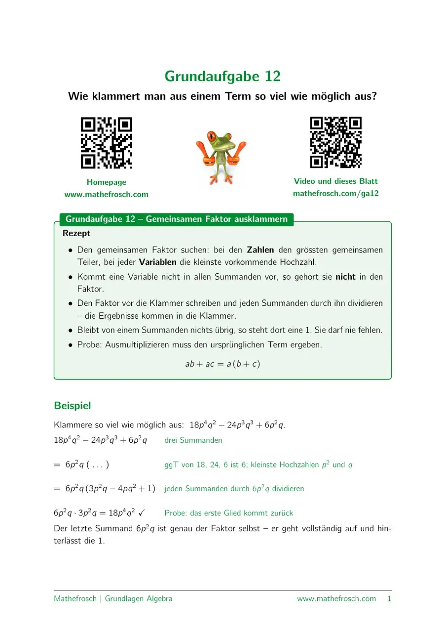 Algebra: Grundaufgabe – 12