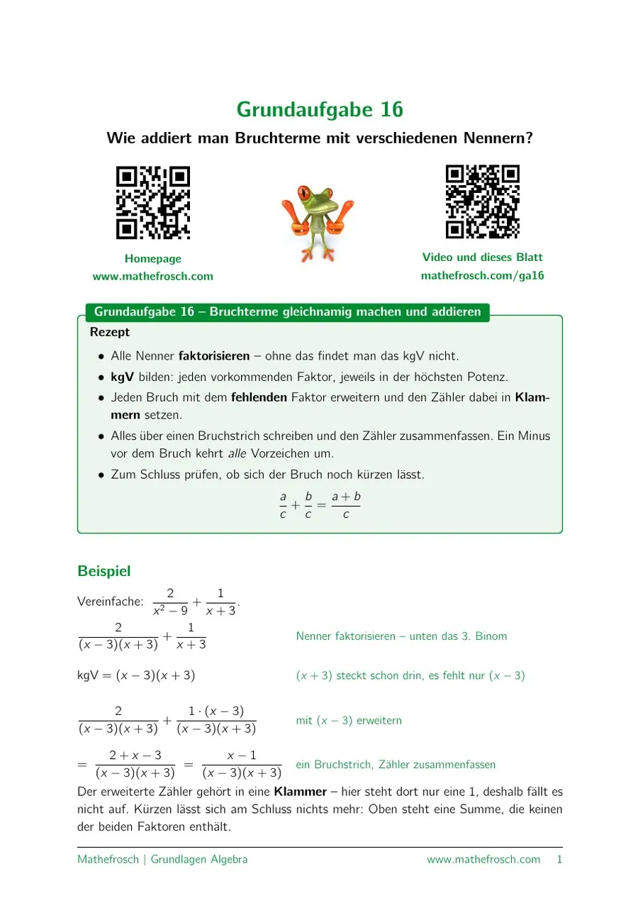 Algebra: Grundaufgabe – 16