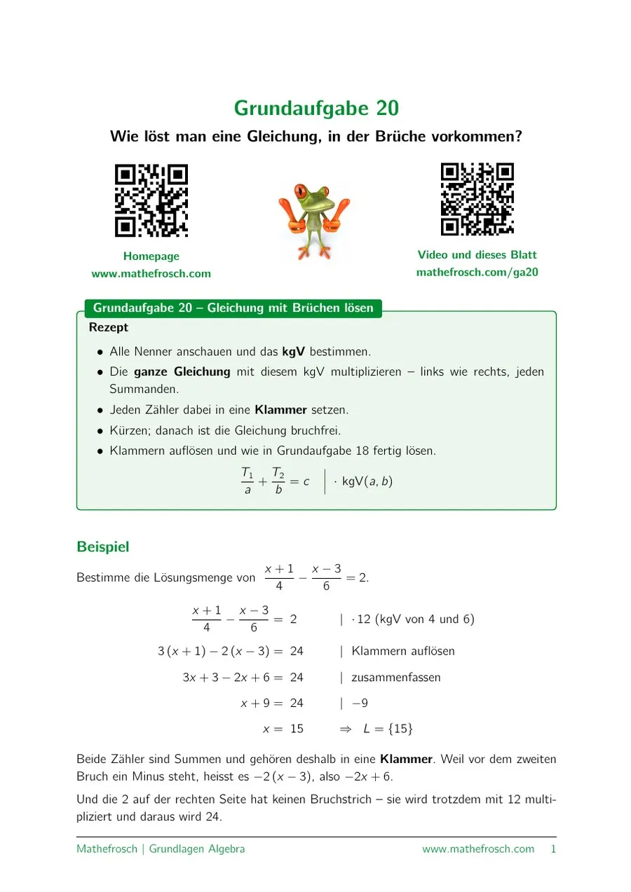 Algebra: Grundaufgabe – 20