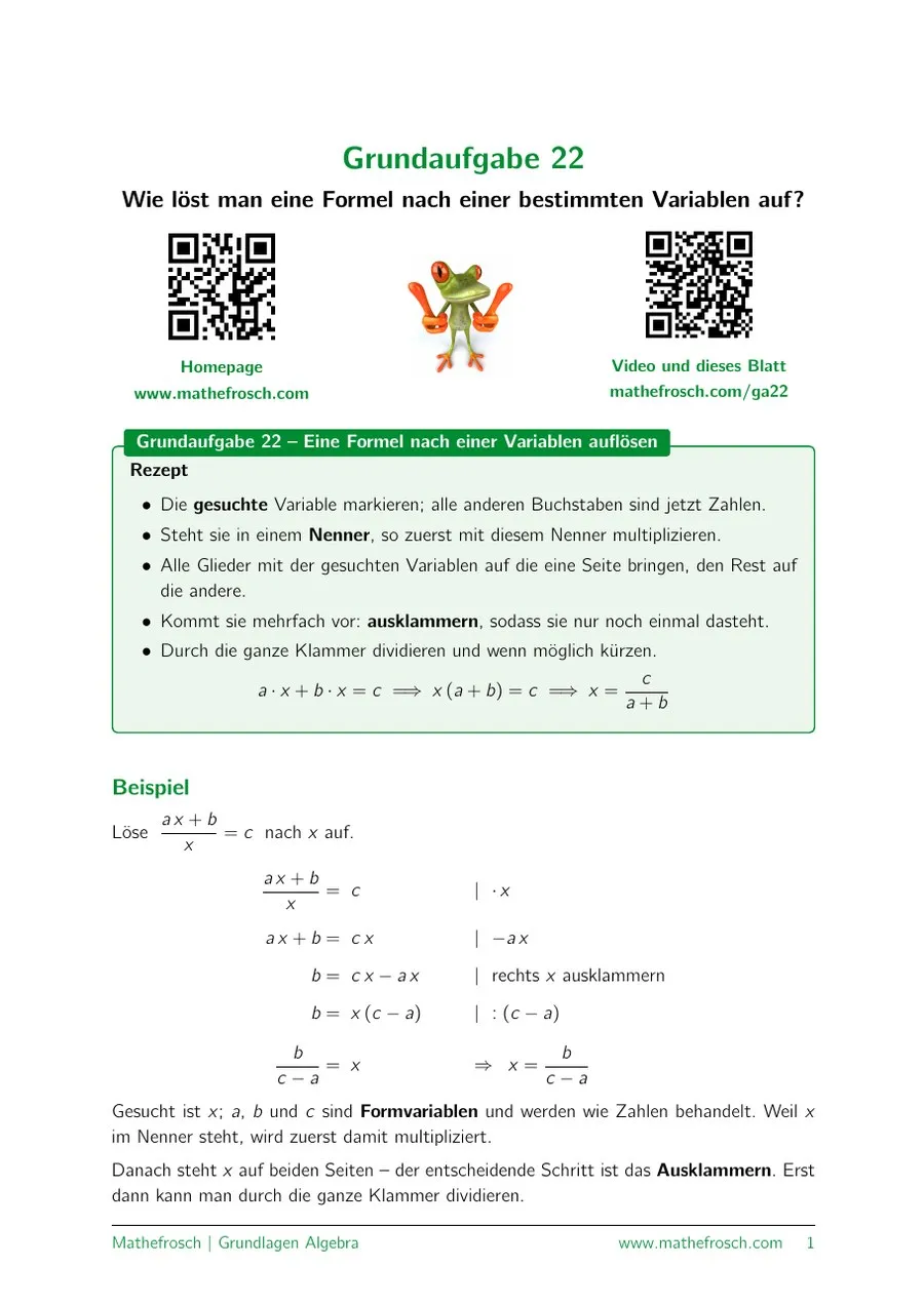 Algebra: Grundaufgabe – 22